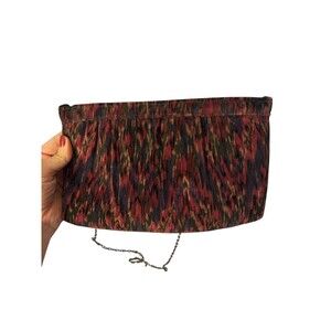 Vintage Fields Clutch Purse Faux Suede Gold-tone Chain Detail Multicolor MCM